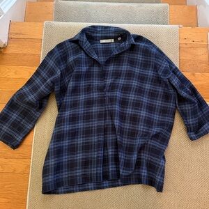Vince Navy and Blue Plaid Shirt, lightweight and breezy.
